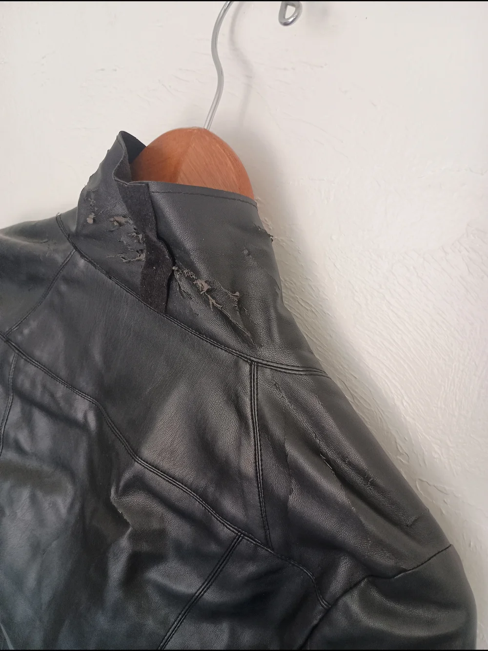 bagatelle Black Faux Leather Draped Jacket with Suede Shawl Collar